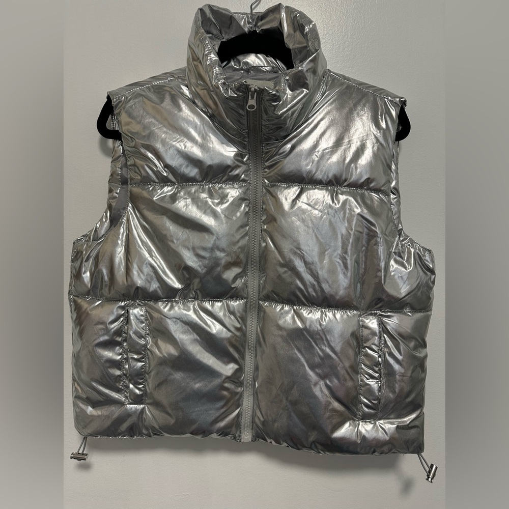 Silver Metallic Puffer Vest